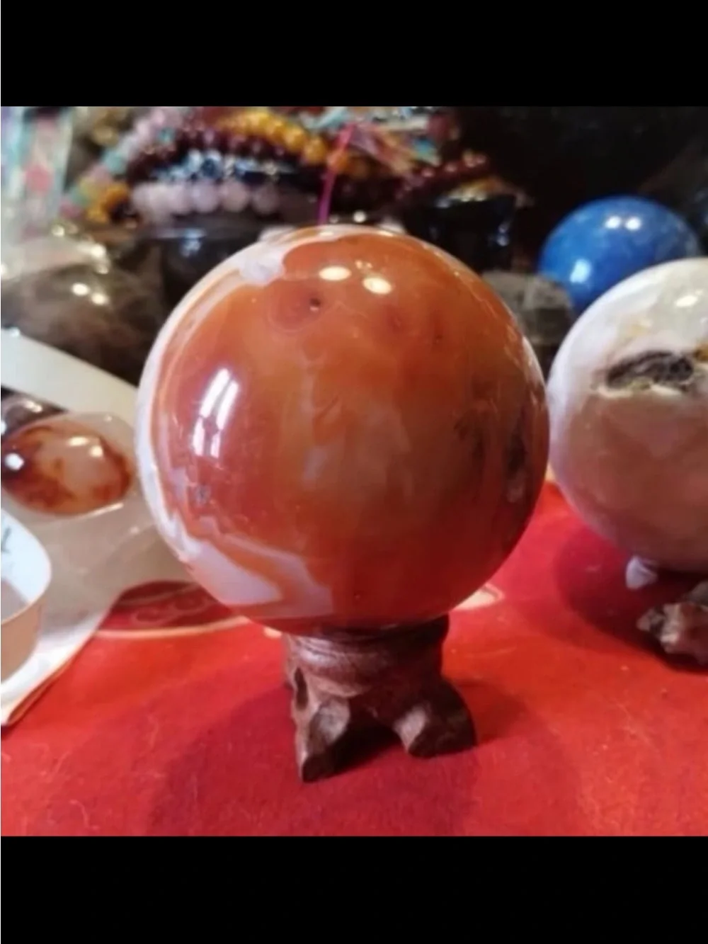 Polished Red and Cream Agate Display Sphere